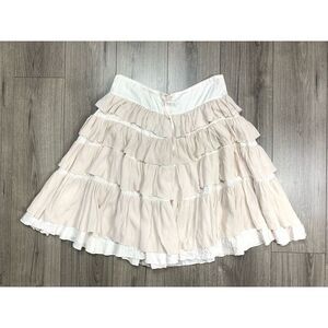 Dosa Cream Beige‎ Silk Ruffle Skirt Size 1